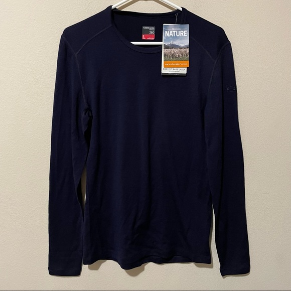 Icebreaker 260 Tec Wool Long Sleeve Navy Men's Shirt NWT - Picture 3 of 8